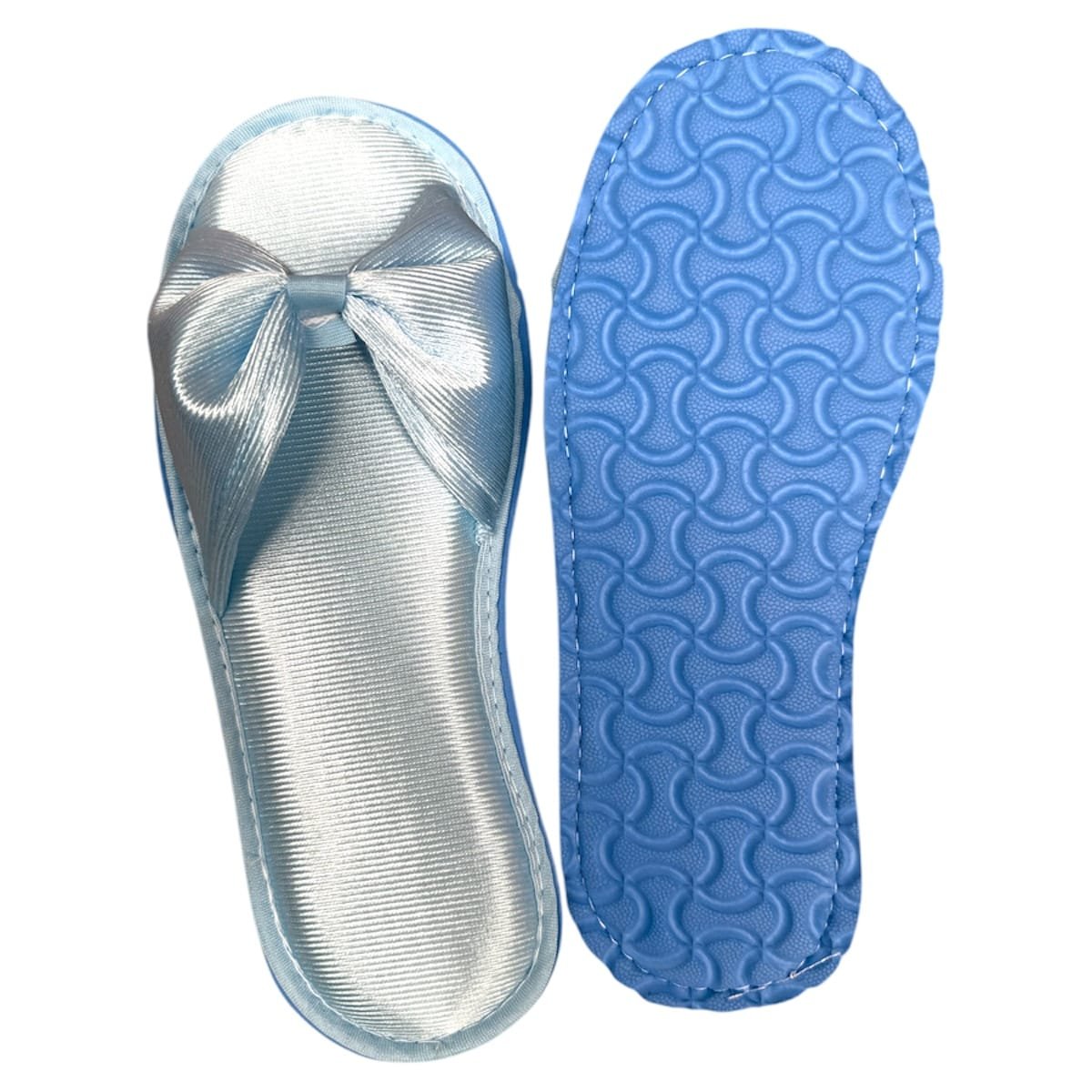 PANTUNFLA SATIN MOÑO AZUL SIN PERSONALIZAR
