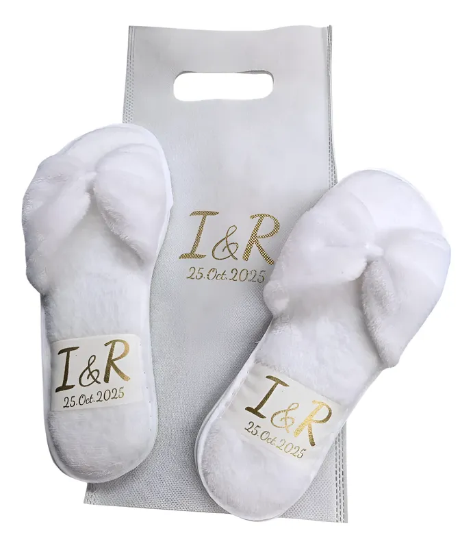 PANTUNFLA PELUCHE MOÑO BLANCO BODA