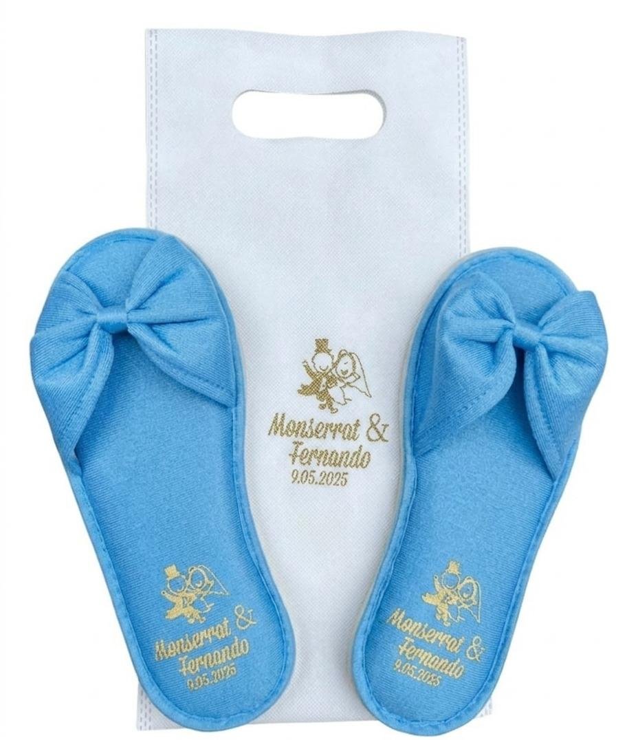 PANTUNFLA SATIN MOÑO AZUL BODA