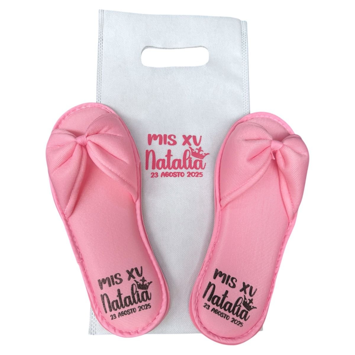 PANTUNFLA SATIN MOÑO ROSA BODA