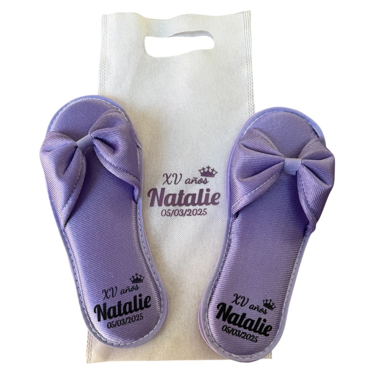 PANTUNFLA SATIN MOÑO LILA XV AÑOS