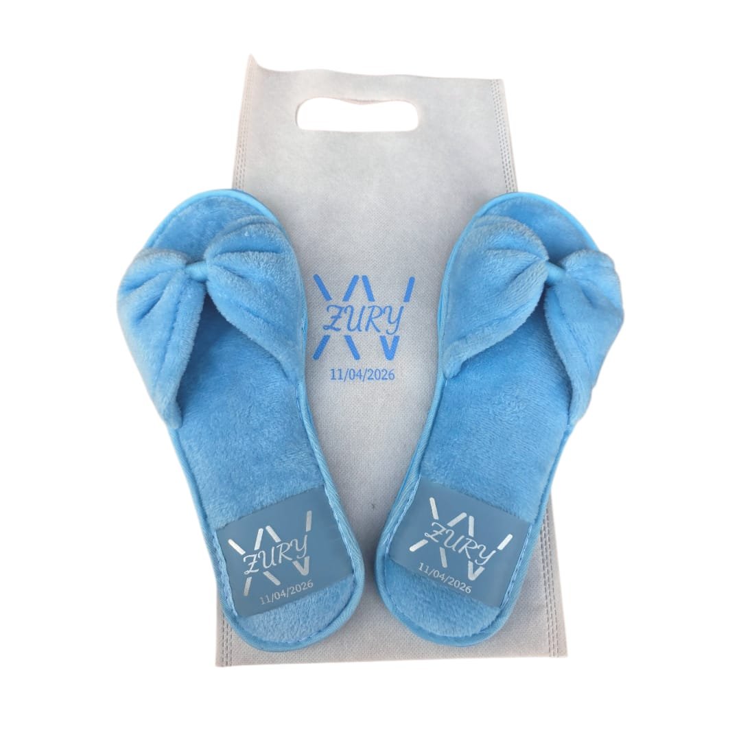 PANTUNFLA PELUCHE MOÑO AZUL XV AÑOS