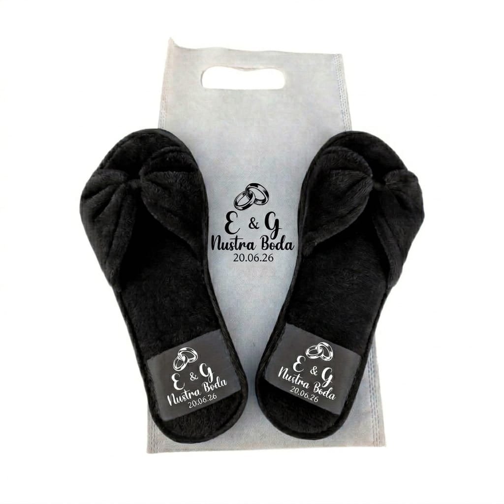 PANTUNFLA PELUCHE MOÑO NEGRO BODA