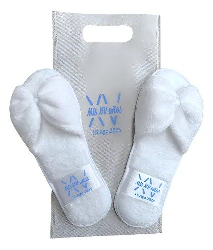 PANTUNFLA PELUCHE MOÑO BLANCO XV AÑOS